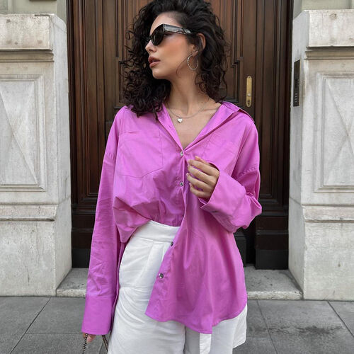 Popeline overhemd met borstzakken